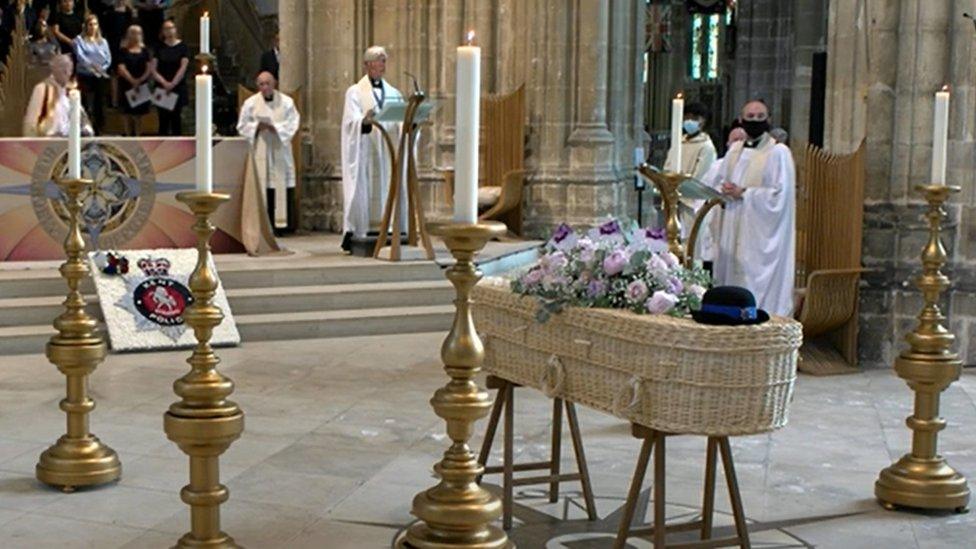 Coffin in cathedral