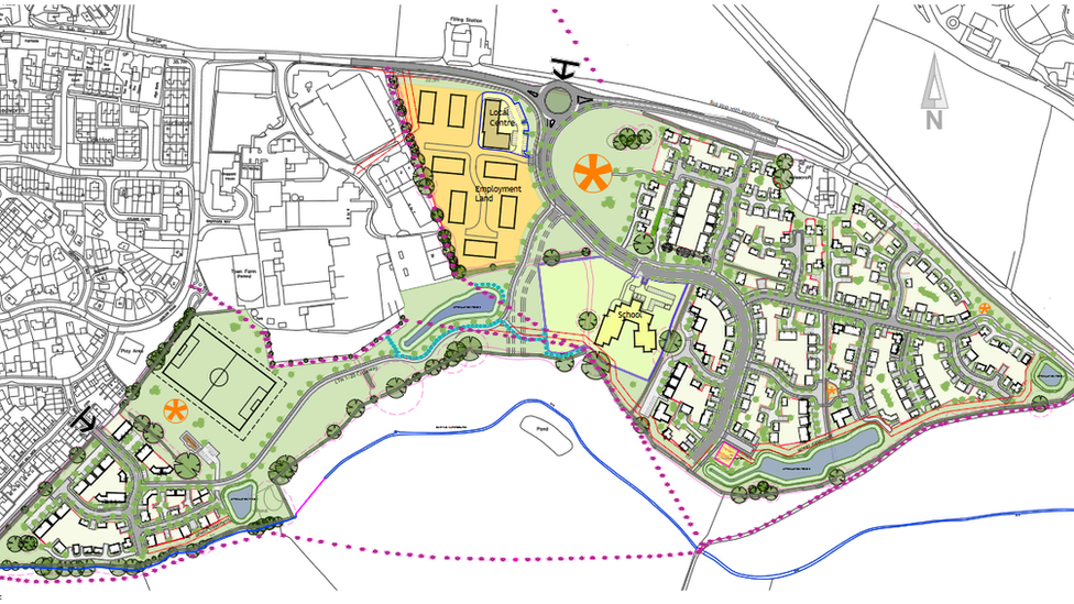 A map showing the development plans