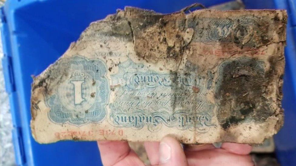 Decaying bank notes found in Brighton shop