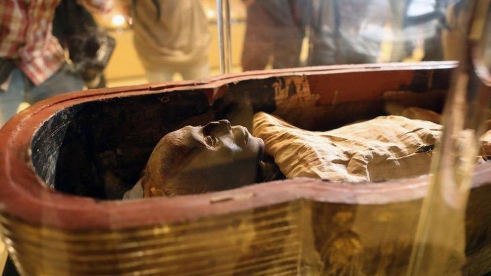 Mummy of Thuya, on display at the Egyptian Museum during the 116th anniversary of the Egyptian museum in Cairo, Egypt