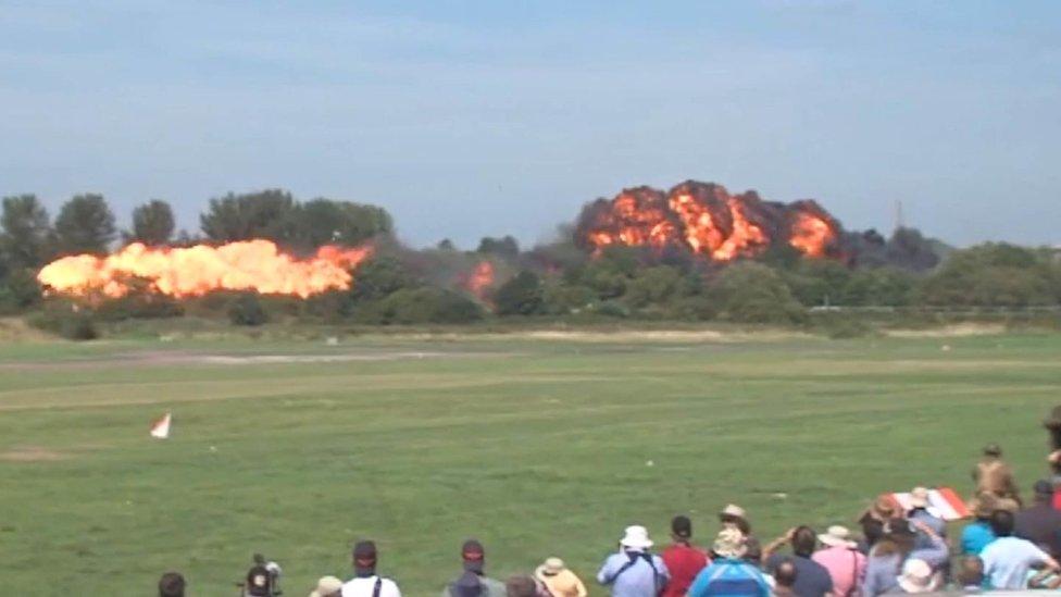 Air show spectators witness the moment of the crash