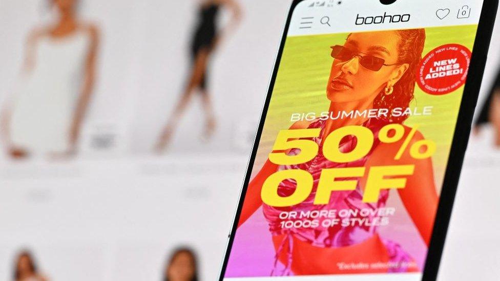 Boohoo website on a phone