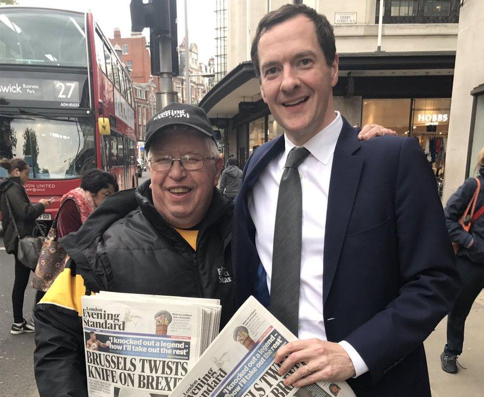 George Osborne photographed with a man who hands out the Evening Standard