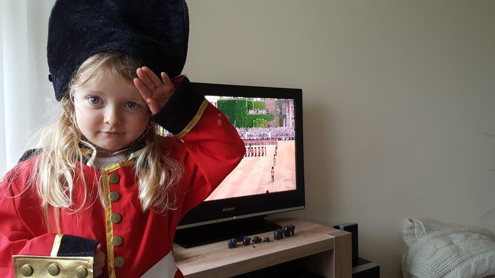 Sam and Hayley's daughter Ella watching the trooping the colour. Credit: Sam Thomas