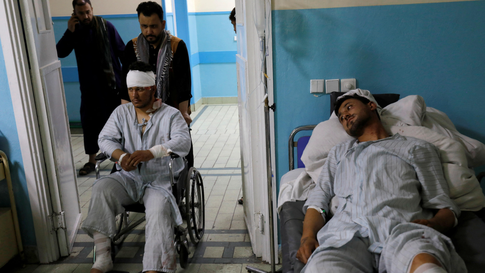 Two men in hospital who were injured in the blast.