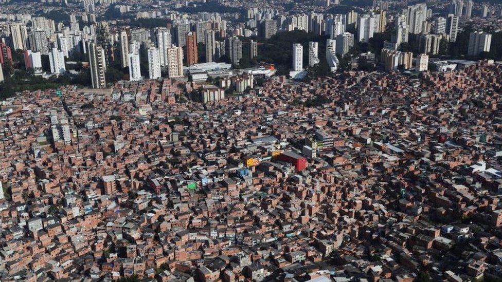 An aerial view shows the Paraisopolis area