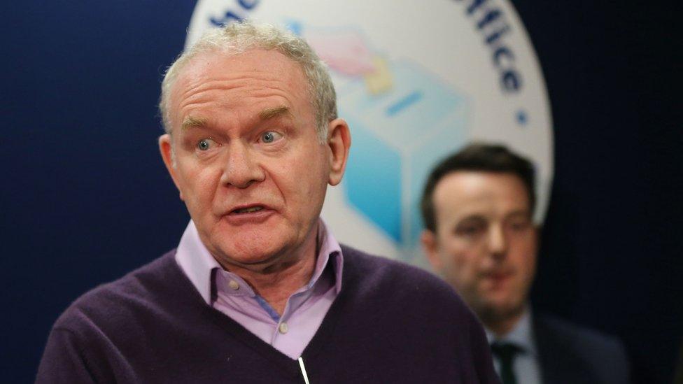 Sinn Féin's Martin McGuinness speaking to the press at the Londonderry count centre