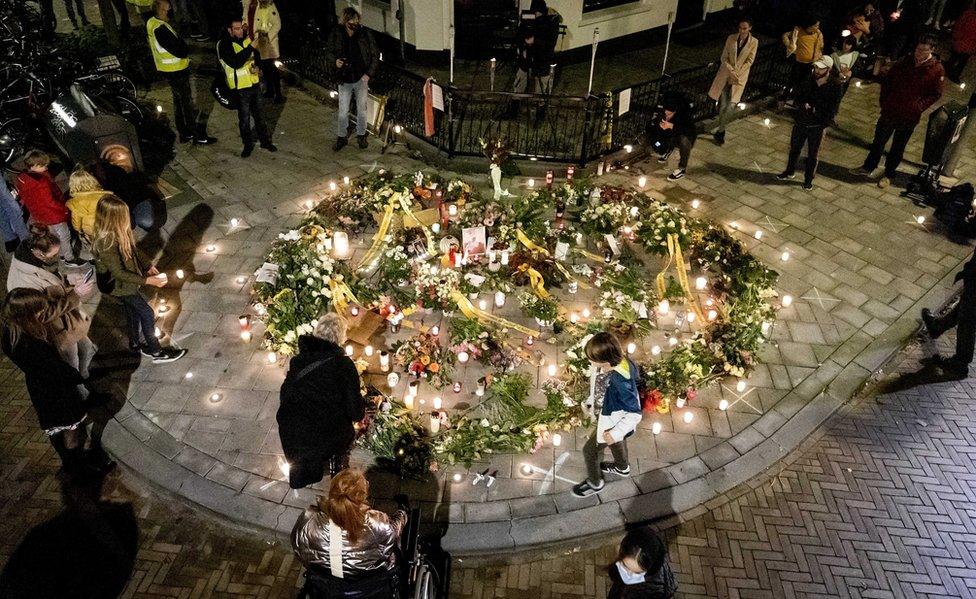 Mourners during the commemoration of a teacher in Arnhem on 7 November