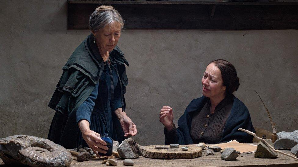 Sharon Sheehan and Jenny Agutter as Mary Anning and Miss Philpott in the film