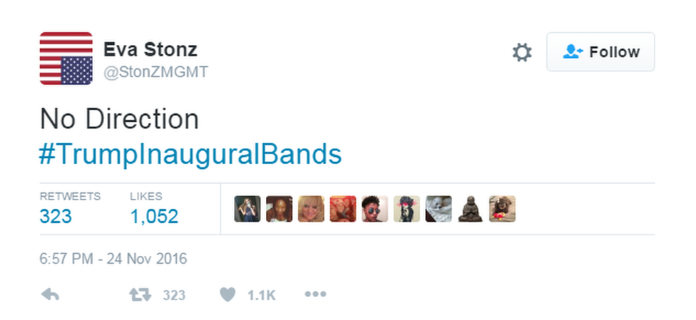 Tweet: No Direction #Trump Inaugural Bands