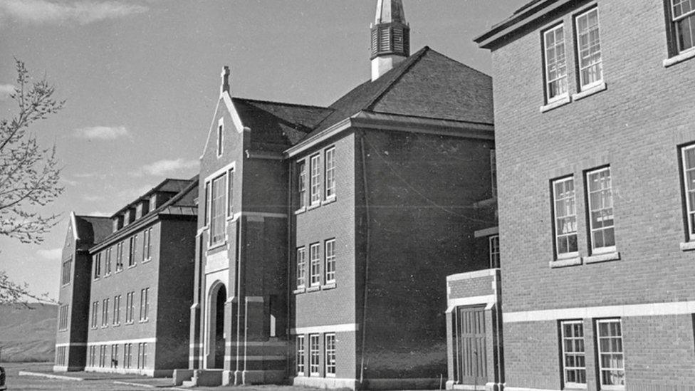 The main administrative building at the Kamloops Indian Residential School is seen in Kamloops, British Columbia