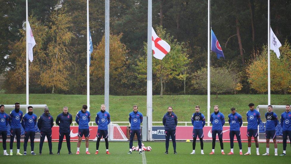 England men's football team hold silence