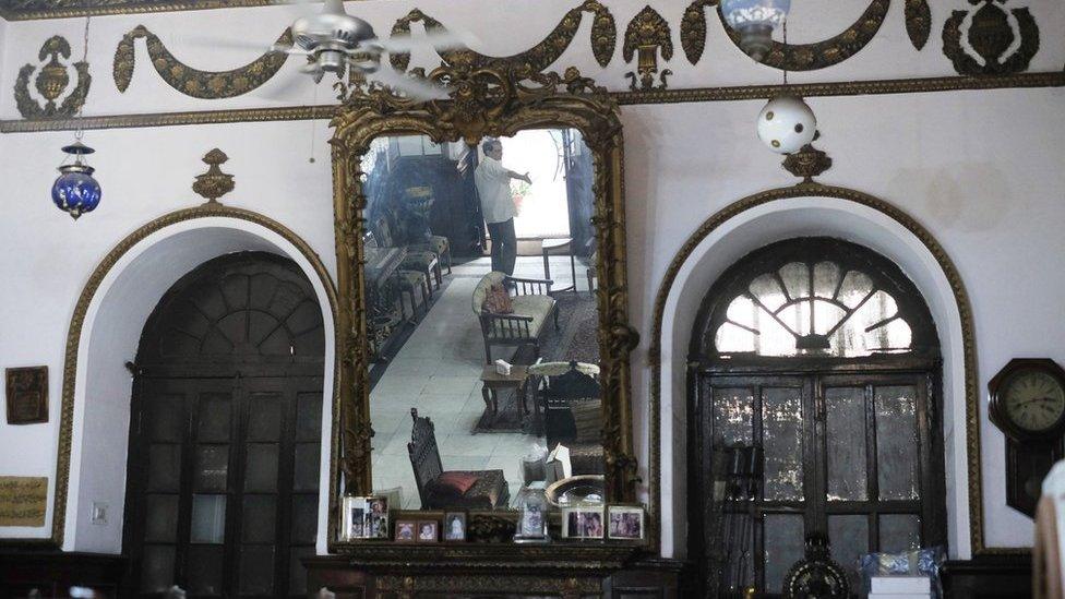 Mirrors on the walls of Lala Chunnamal's haveli