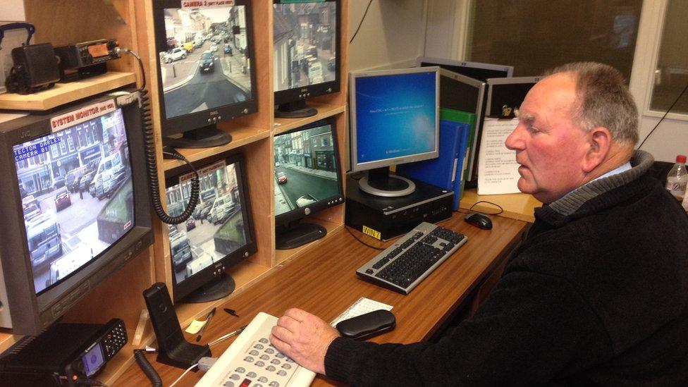 Alan Hunt in Blandford Forum CCTV control room