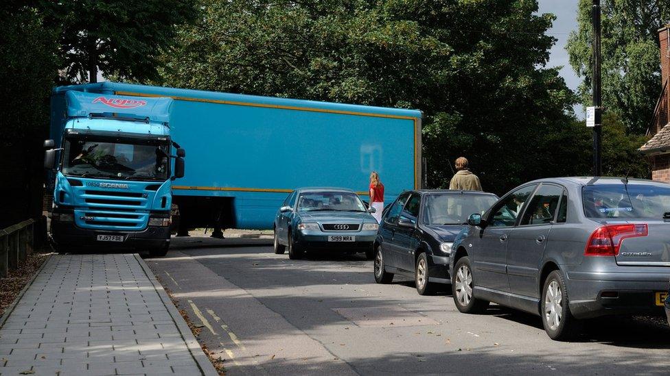 Argos lorry stuck