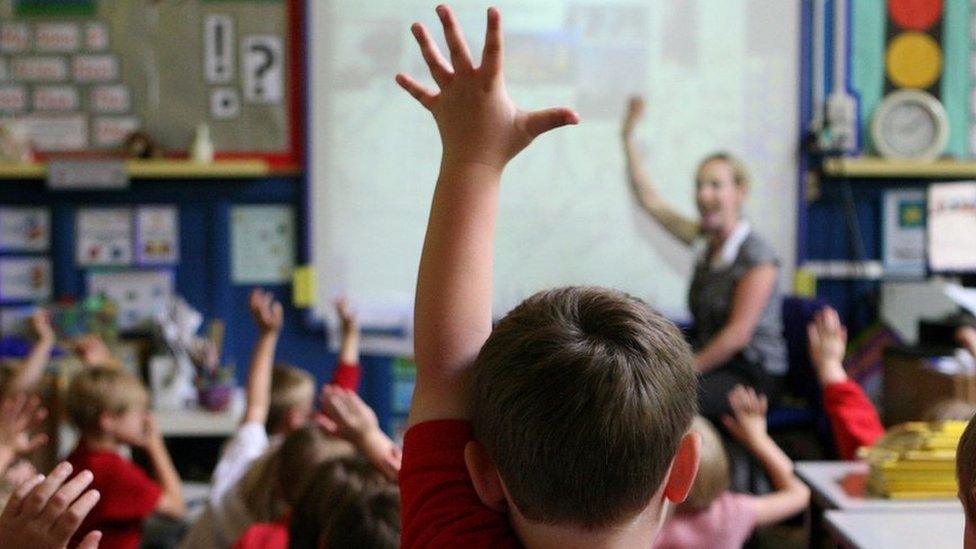 Teacher and children in a school classroom