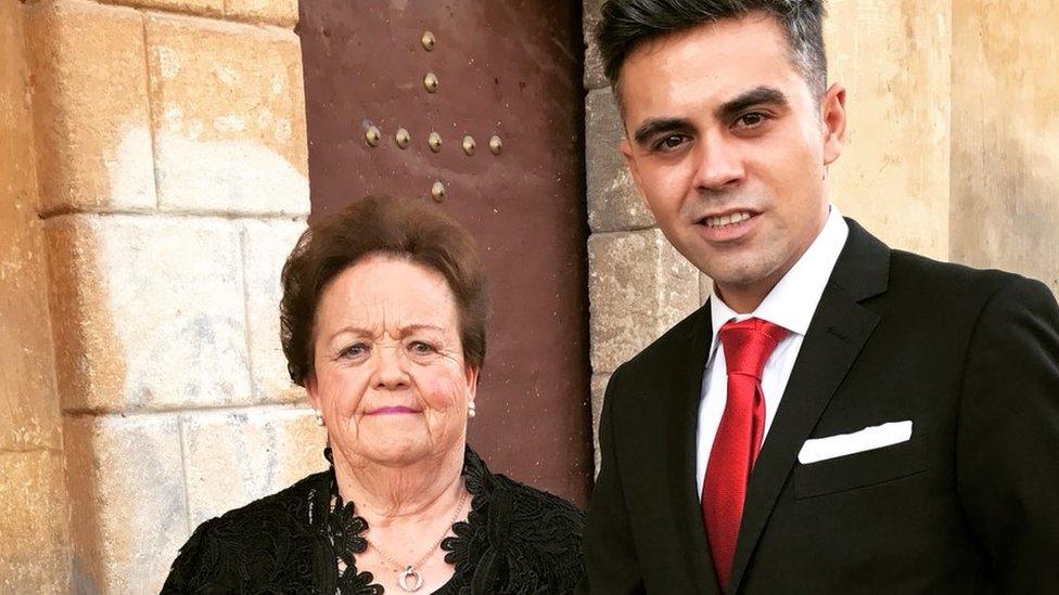 Pedro Ortega and Encarna Alés at a wedding in an undated photo provided to the BBC.