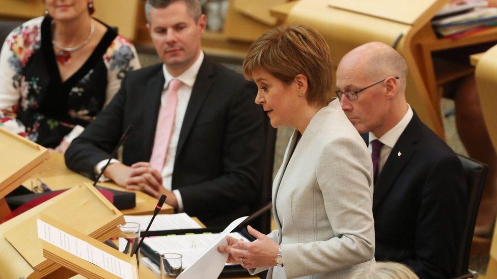 Nicola Sturgeon addressing Holyrood