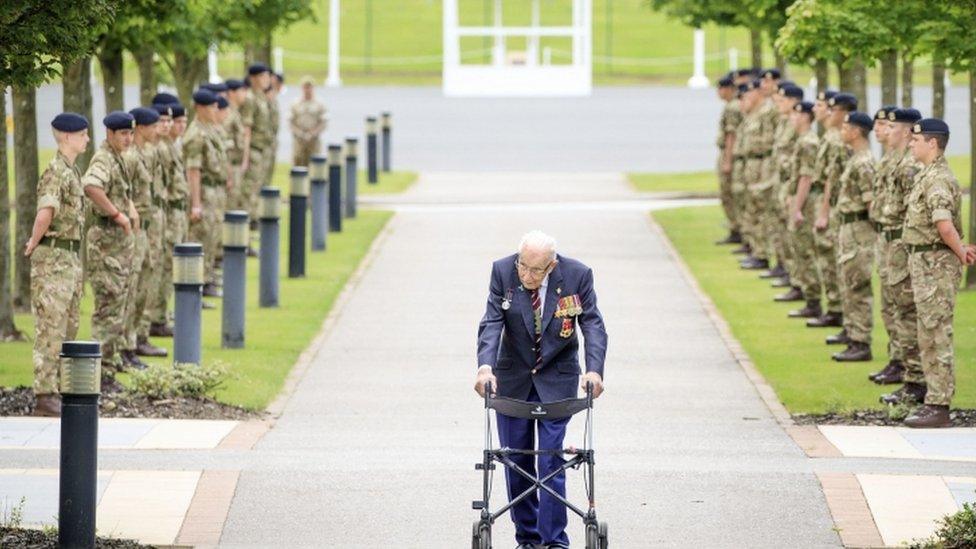 Captain Sir Tom Moore at Harrogate's Army Foundation College