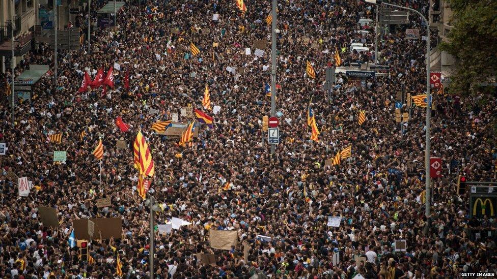 Protests against the violence that marred Sunday's referendum vote