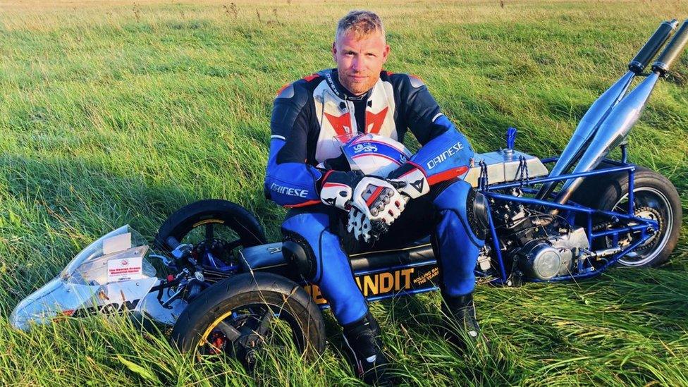 Freddie flintoff on the time bandit trike