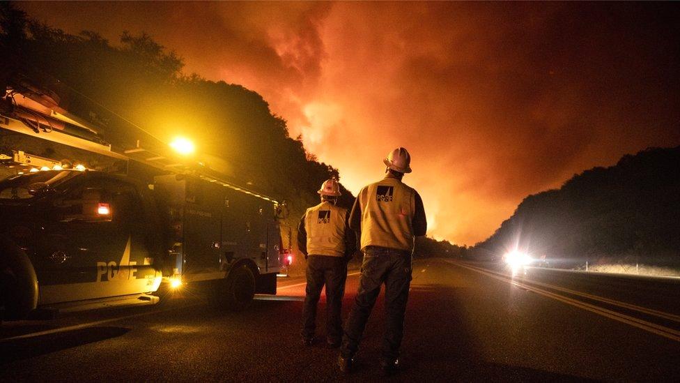 The Creek Fire burns the forest near Shaver Lake in the Sierra National Forest, California, 8 September 2020