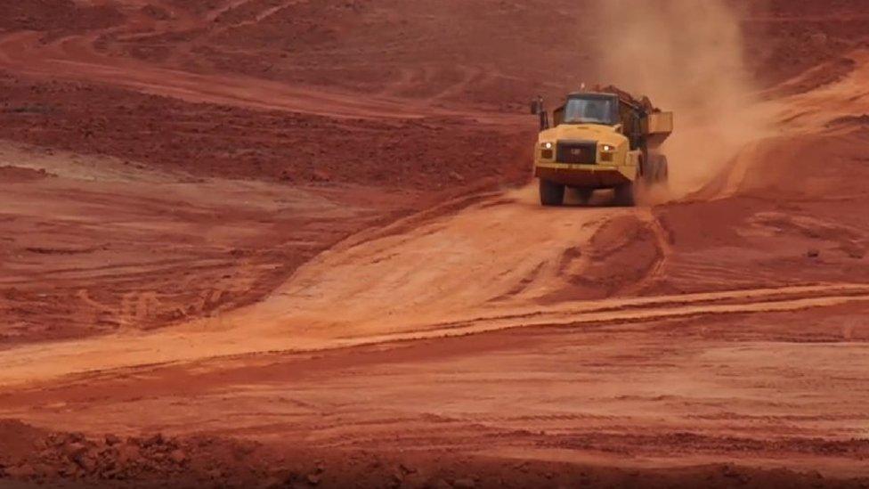 Truck in Mozambique ruby mine