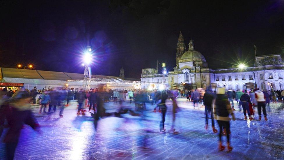 Ice skaters in Cardiff