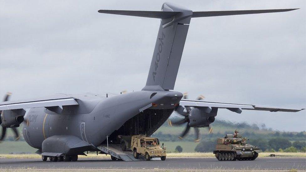 Airbus 400M loading up vehicles