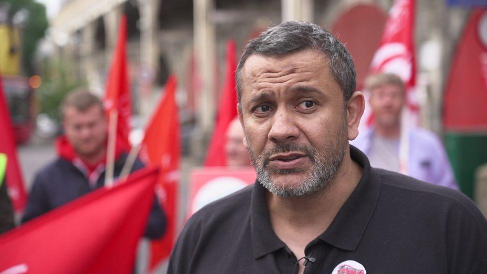 Bus driver Abdul Hanafi on picket line