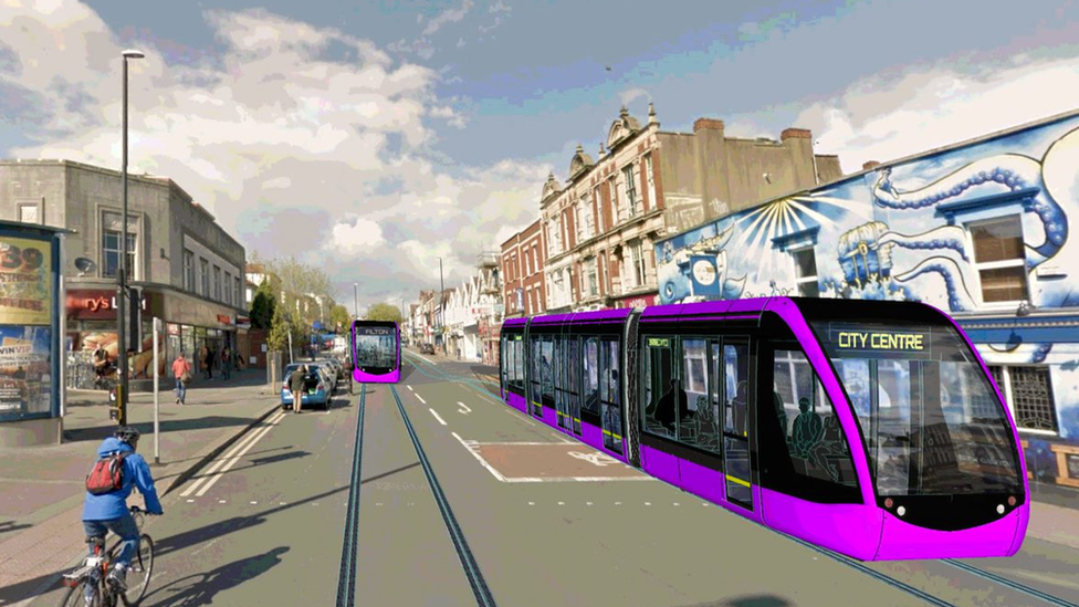 Trams on the Zetland Road junction