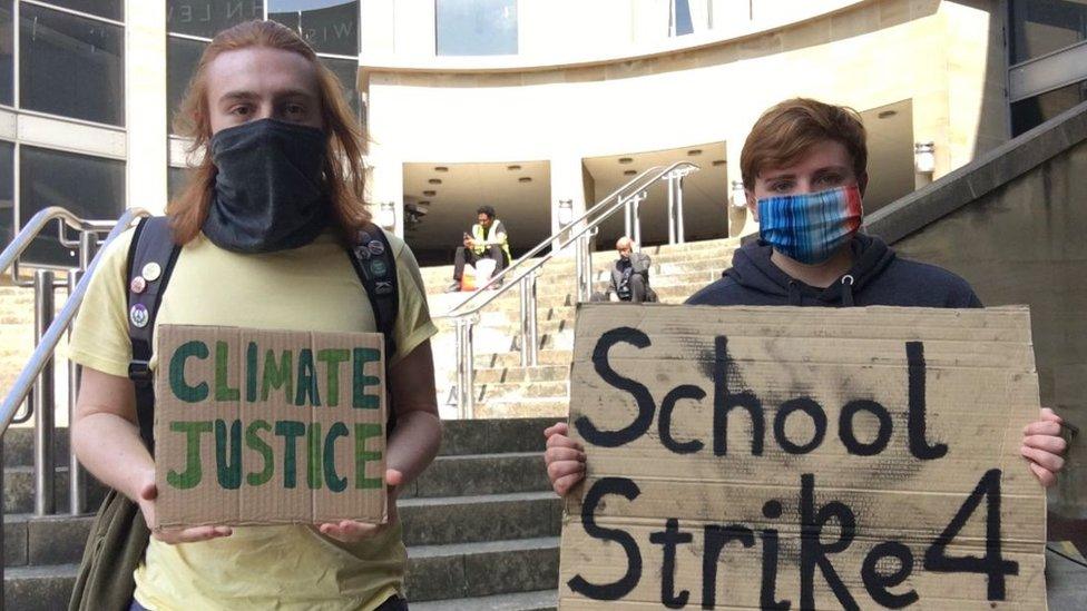 Kyle and his friend at a Friday's for Future march