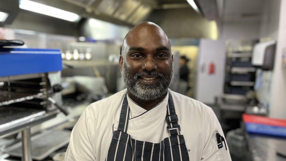 Prenolan Neidoo in the kitchen at the Old Government House Hotel