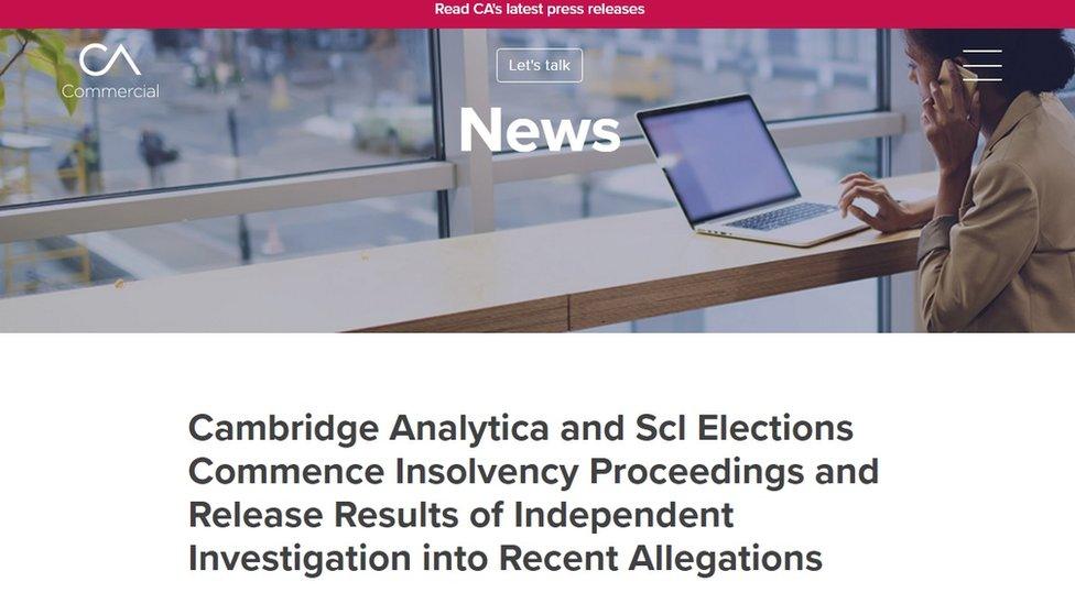 Cambridge Analytica homepage