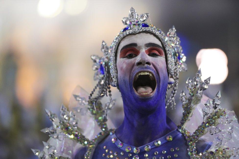 A member of Unidos de Vila Isabel Samba School performs during the parade at 2019 Brazilian Carnival at Sapucai Sambadrome on March 04, 2019 in Rio de Janeiro, Brazil