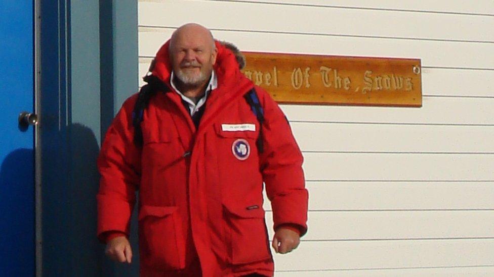 Father Dan Doyle at the Chapel of the Snow, Antarctic