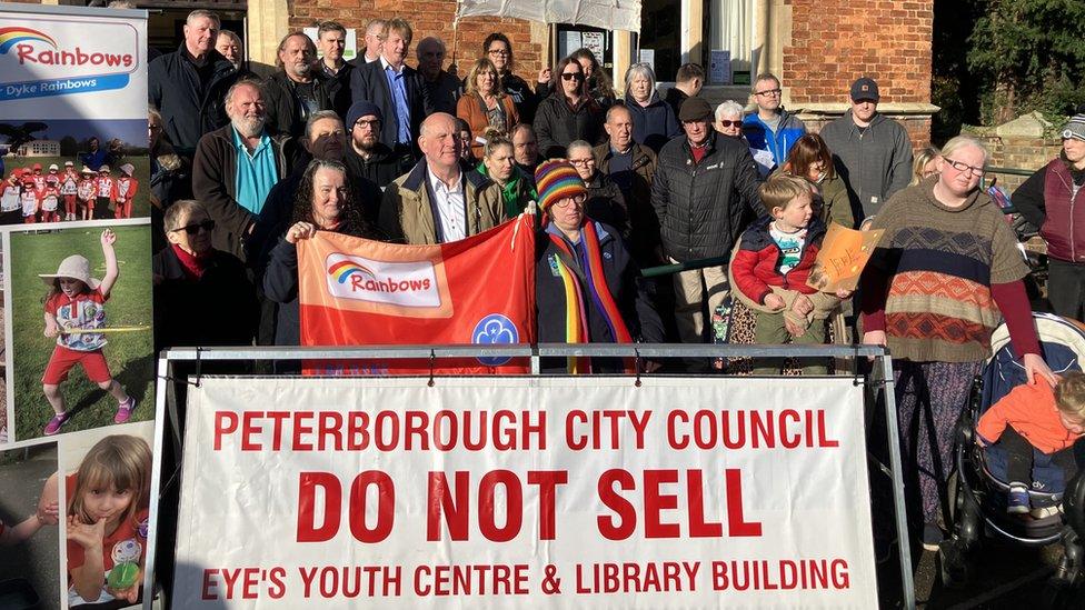 Residents campaigning outside the centre