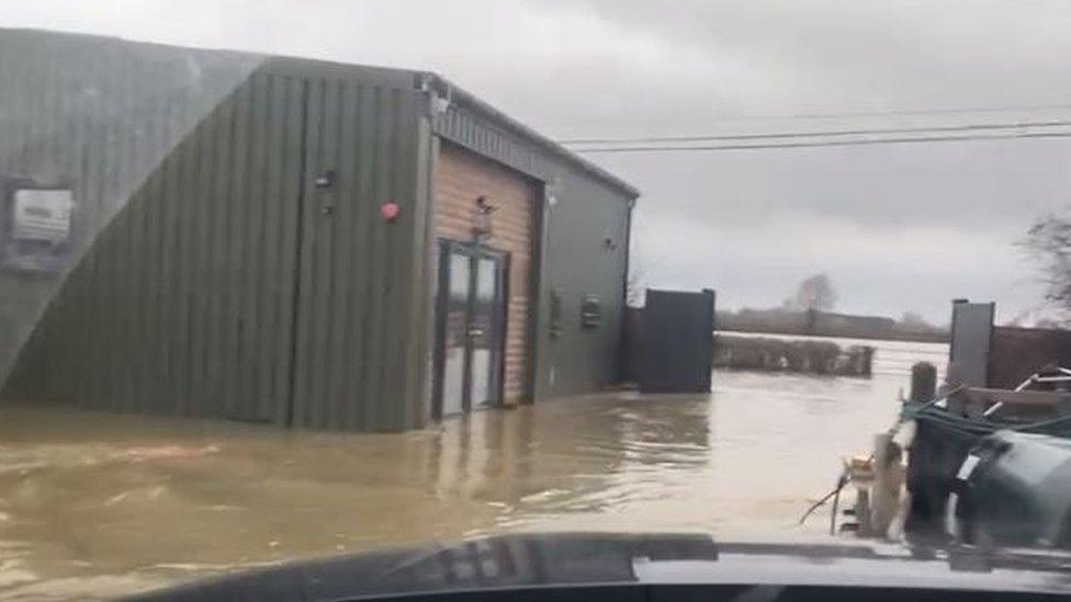 A building flooded