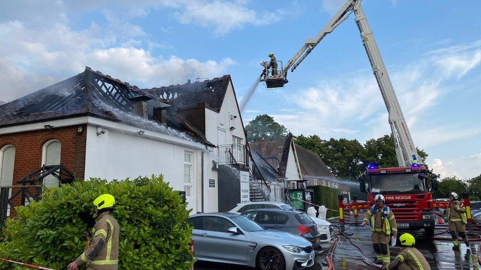 Fire crews fighting blaze at restaurant