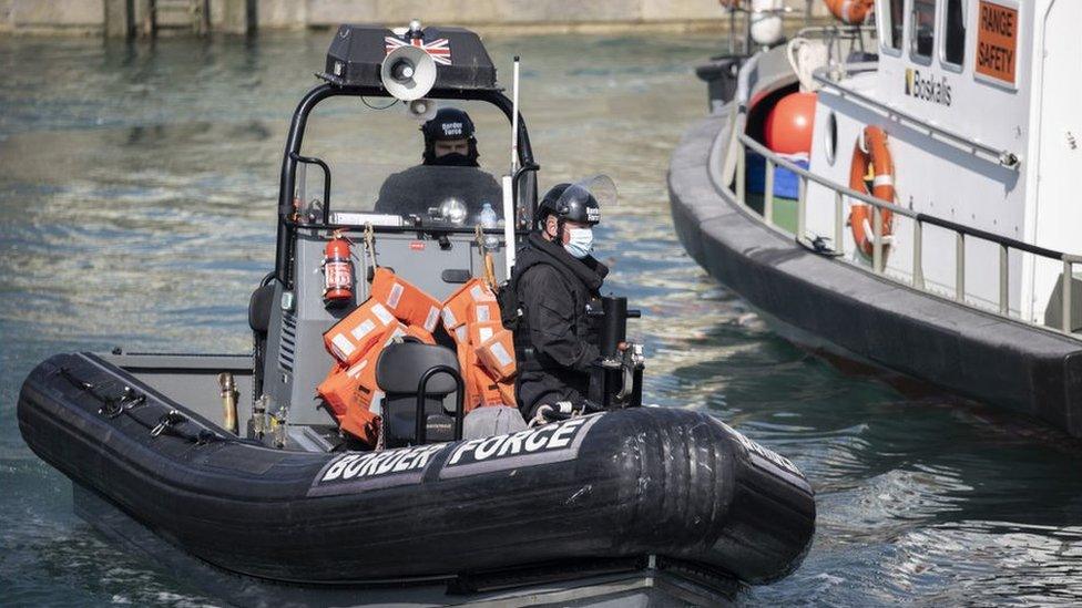 UK Border Force officers in Dover (April 2022)