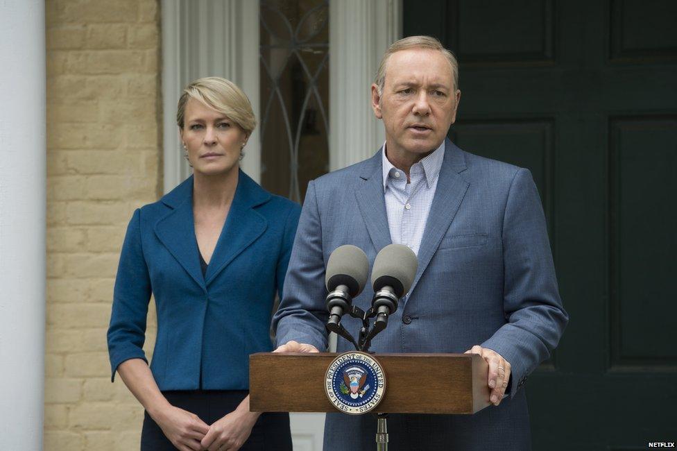 Robin Wright as Claire Underwood and Kevin Spacey as Francis Underwood