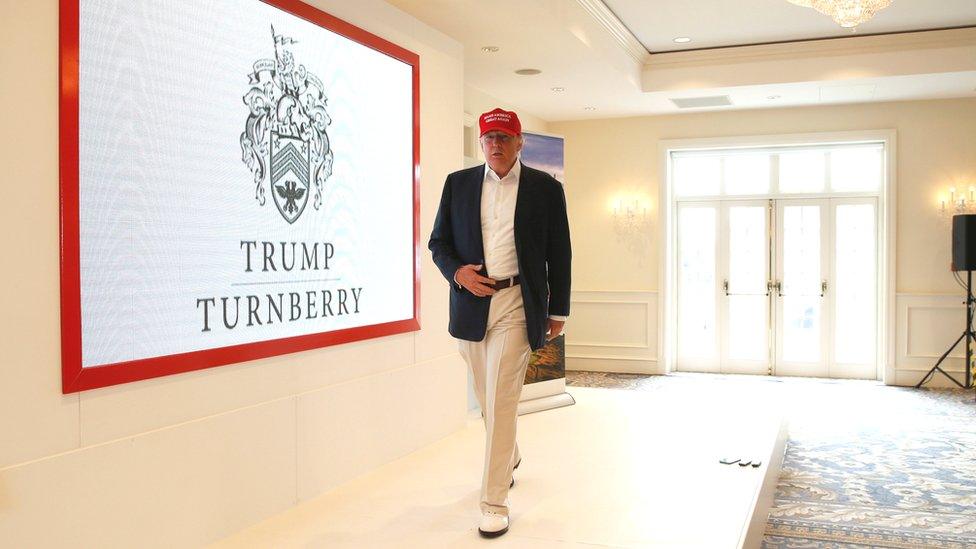 Donald Trump at a press conference held at the Trump Turnberry