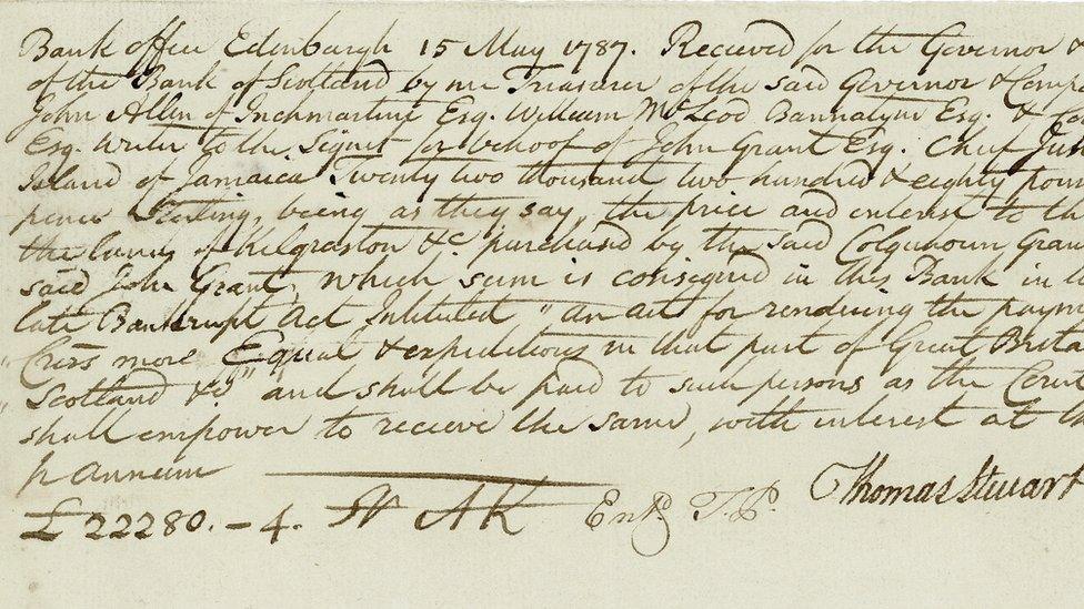 A receipt for the sale of Kilgraston