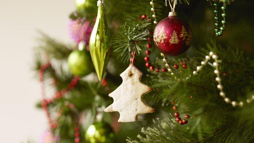 A generic photo of Christmas decorations on a tree