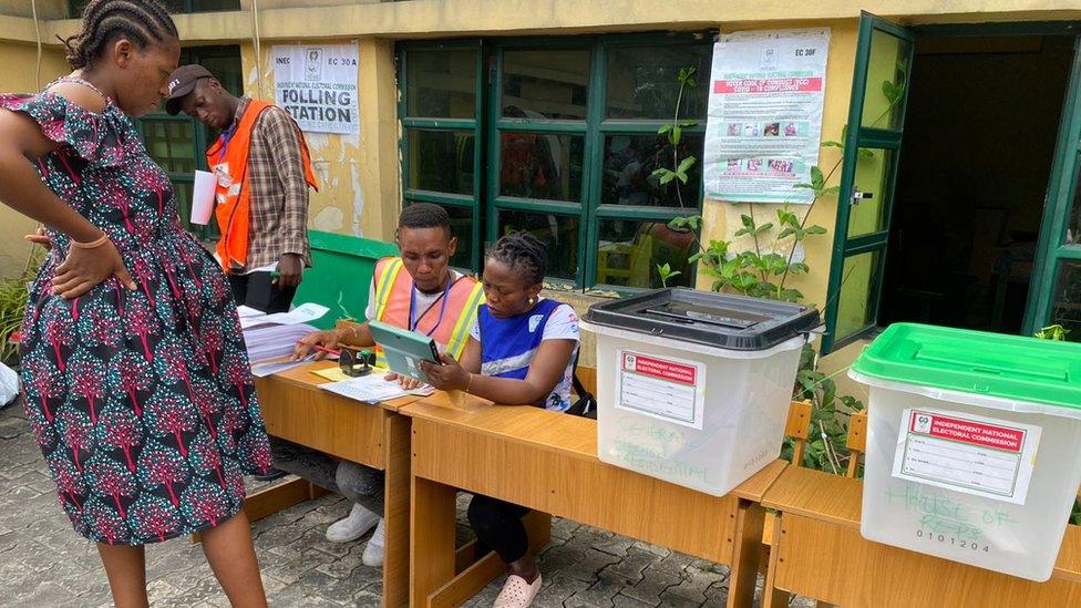 Pregnant woman waiting to vote in PHALGA, Rivers State