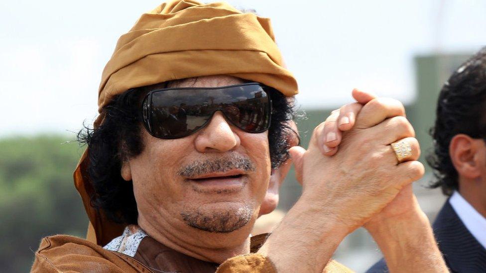 Libyan leader Muammar Gaddafi