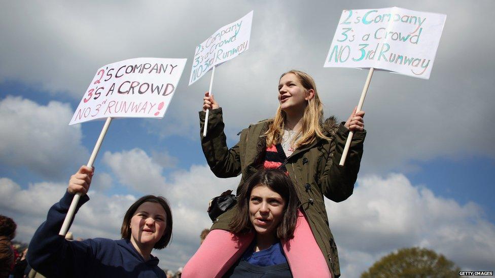 Protestors against heathrow's third runway