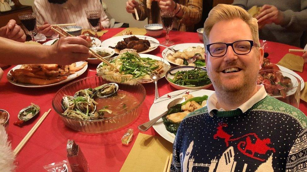 Russell and his typical Chinese Christmas