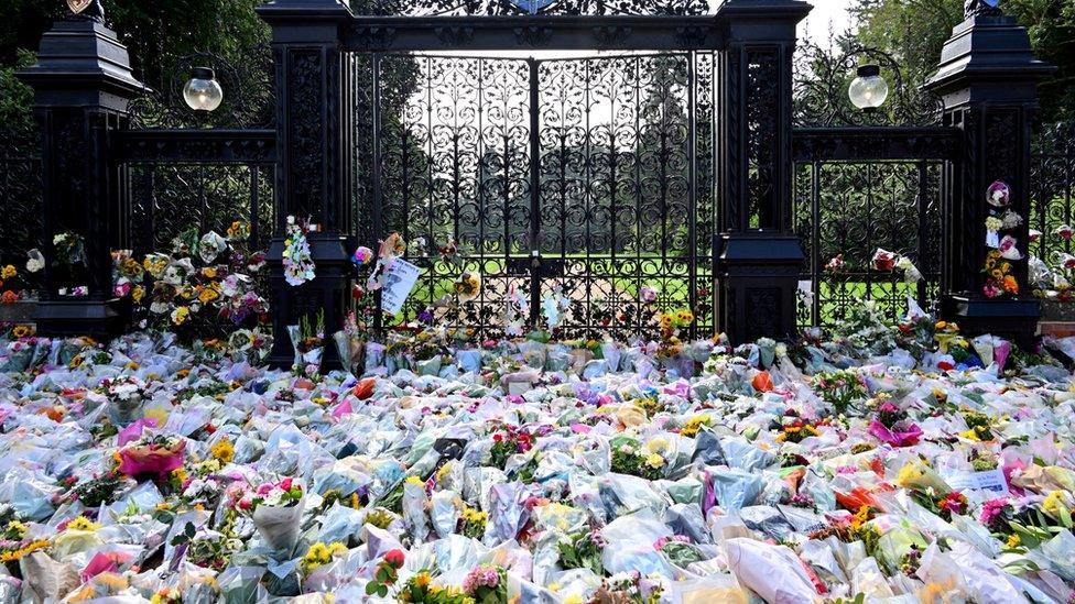 Floral tributes left at Sandringham