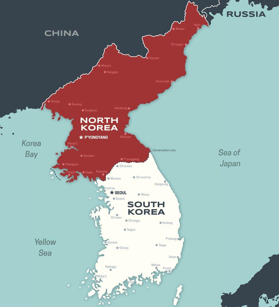 A map of the Korean peninsula